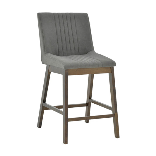 Bar stool Siera pakoworld dark gray fabric - walnut rubberwood legs 45x58x95cm