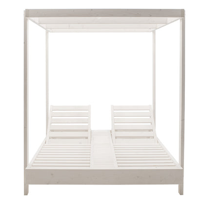 Pakoworld Dual 2-seater deckchair with whitel solid wood canopy