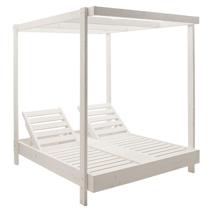 Pakoworld Dual 2-seater deckchair with whitel solid wood canopy