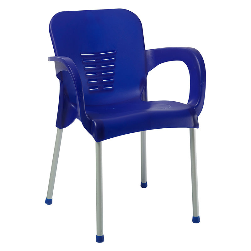 Armchair Feast pakoworld PP color dark blue-aluminum leg