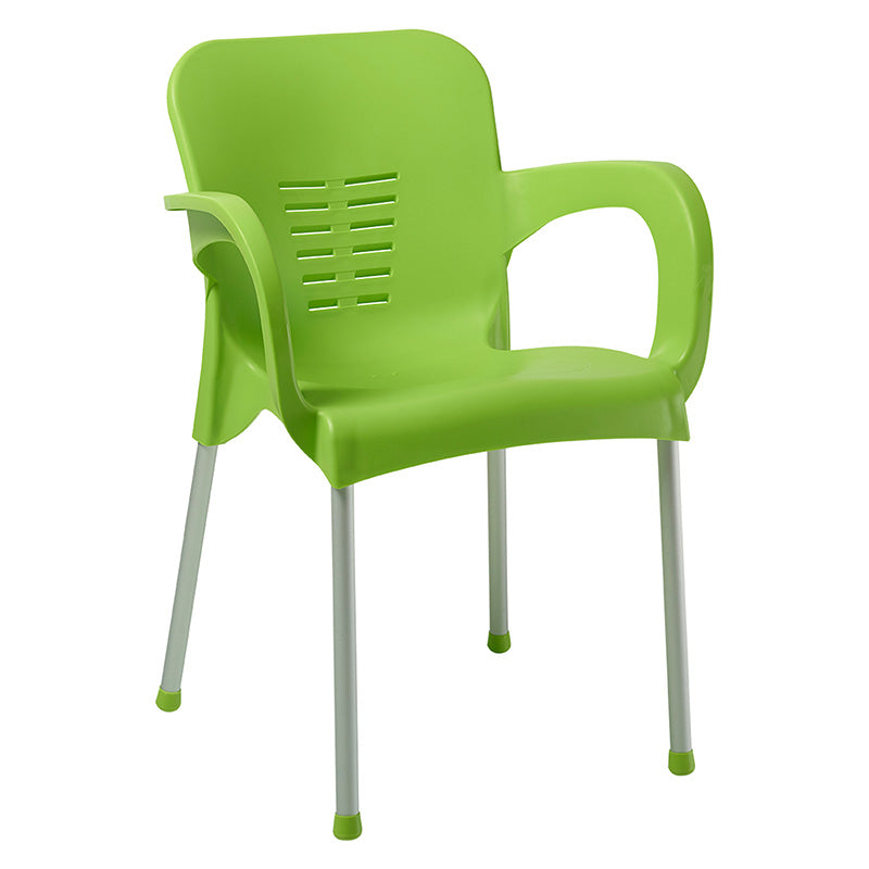 Armchair Feast pakoworld PP color green-aluminum leg