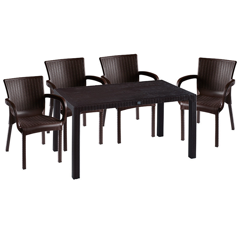 Dining set Explore-Festive pakoworld set 5pieces PP brown 150x90x73.5cm