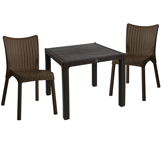 Dining set Explore-Confident pakoworld set 3pieces PP brown 90x90x73.5cm