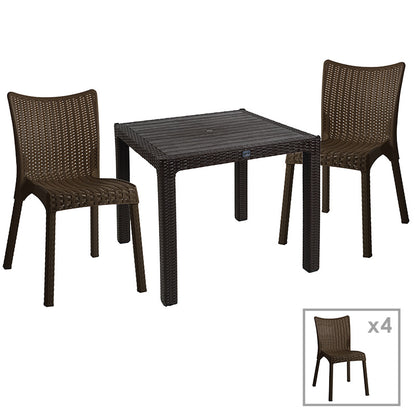 Dining set Explore-Confident pakoworld set 5pieces PP brown 90x90x73.5cm