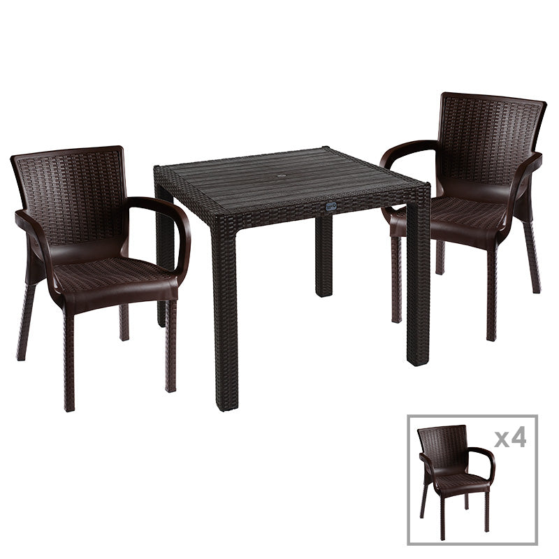 Dining set Explore-Festive pakoworld set 5pieces PP brown 90x90x73.5cm