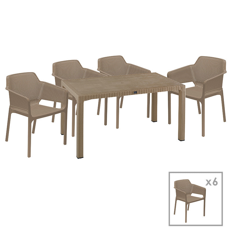 Dining set Explore-Integral pakoworld set 7pieces PP cappuccino150x90x73.5cm