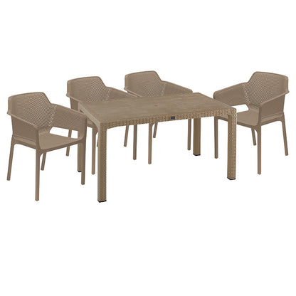 Dining set Explore-Integral pakoworld set 5pieces PP cappuccino150x90x73.5cm