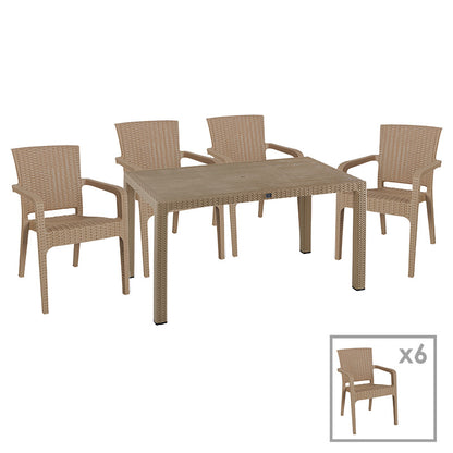 Dining set Explore-Halcyon pakoworld set 7pieces PP cappuccino150x90x73.5cm