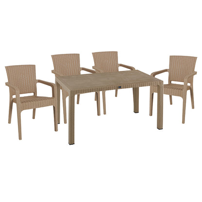 Dining set Explore-Halcyon pakoworld set 5pieces PP cappuccino150x90x73.5cm