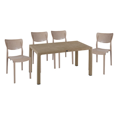 Dining set Explore-Ignite pakoworld set 5pieces PP cappuccino150x90x73.5cm