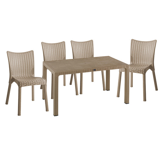 Dining set Explore-Confident pakoworld set 5pieces PP cappuccino150x90x73.5cm