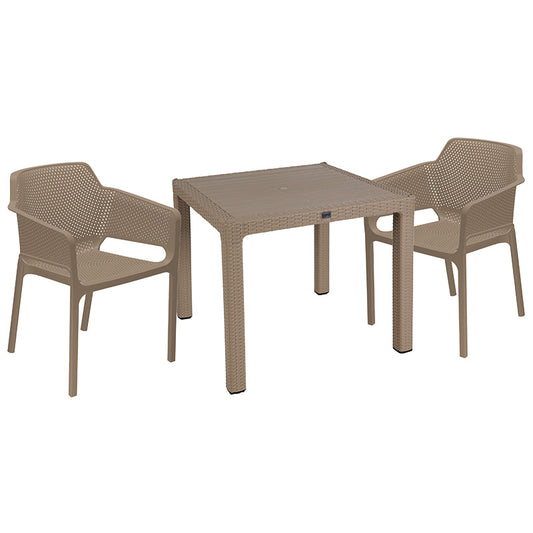 Dining set Explore-Integral pakoworld set 3pieces PP cappuccino 90x90x73,5cm