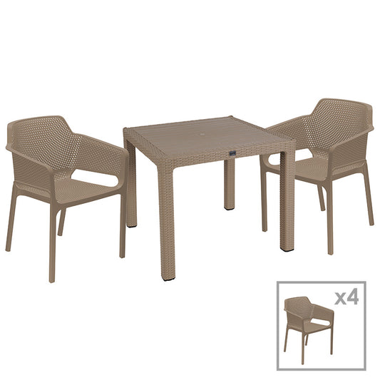 Dining set Explore-Integral pakoworld set 5pieces PP cappuccino 90x90x73,5cm