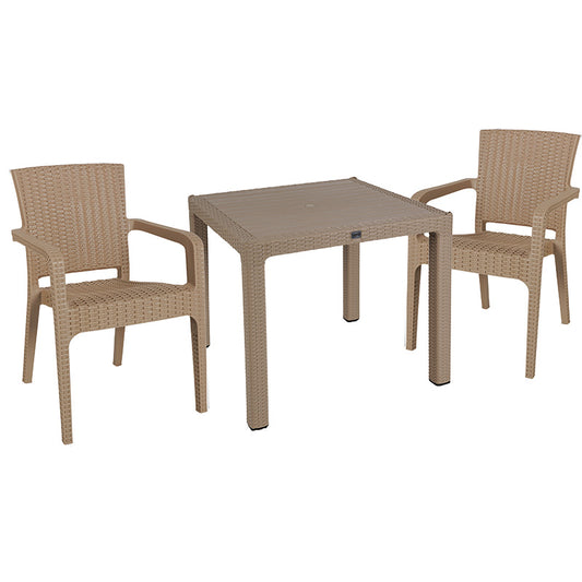 Dining set Explore-Halcyon pakoworld set 3pieces PP cappuccino 90x90x73,5cm