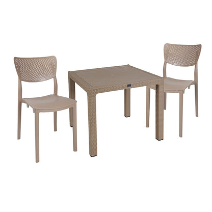 Dining set Explore-Ignite pakoworld set 3pieces PP cappuccino 90x90x73,5cm