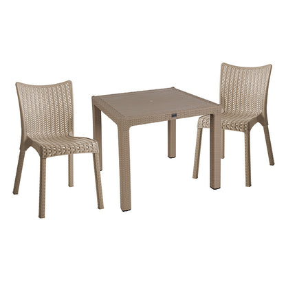 Dining set Explore-Confident set 3pieces PP cappuccino 90x90x73,5cm