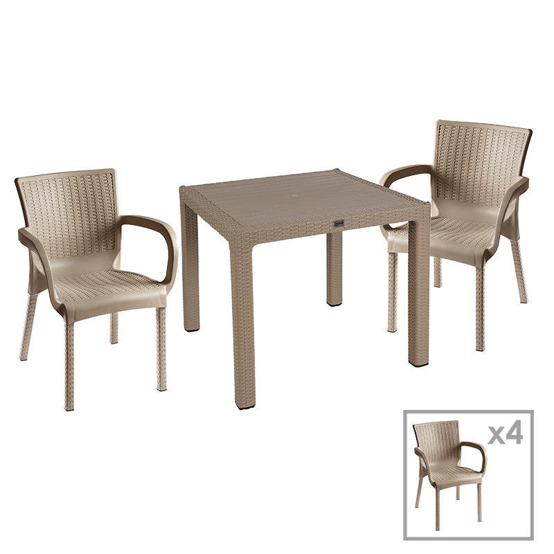 Dining set Explore-Festive pakoworld set 5pieces PP cappuccino 90x90x73,5cm