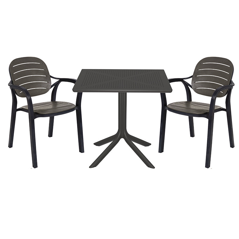 Dining set Groovy-Gentle pakoworld set 3pieces PP dark grey 80x80x74,5cm