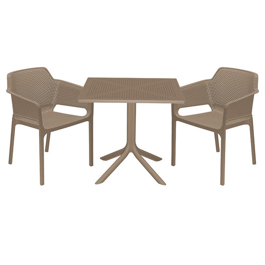 Dining room Groovy-Integral pakoworld set of 3 PP cappuccino 80x80x74.5cm.