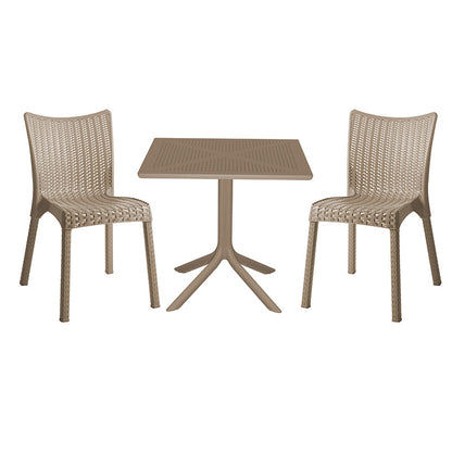 Dining set Groovy-Confident pakoworld set 3pieces PP cappuccino 80x80x74,5cm