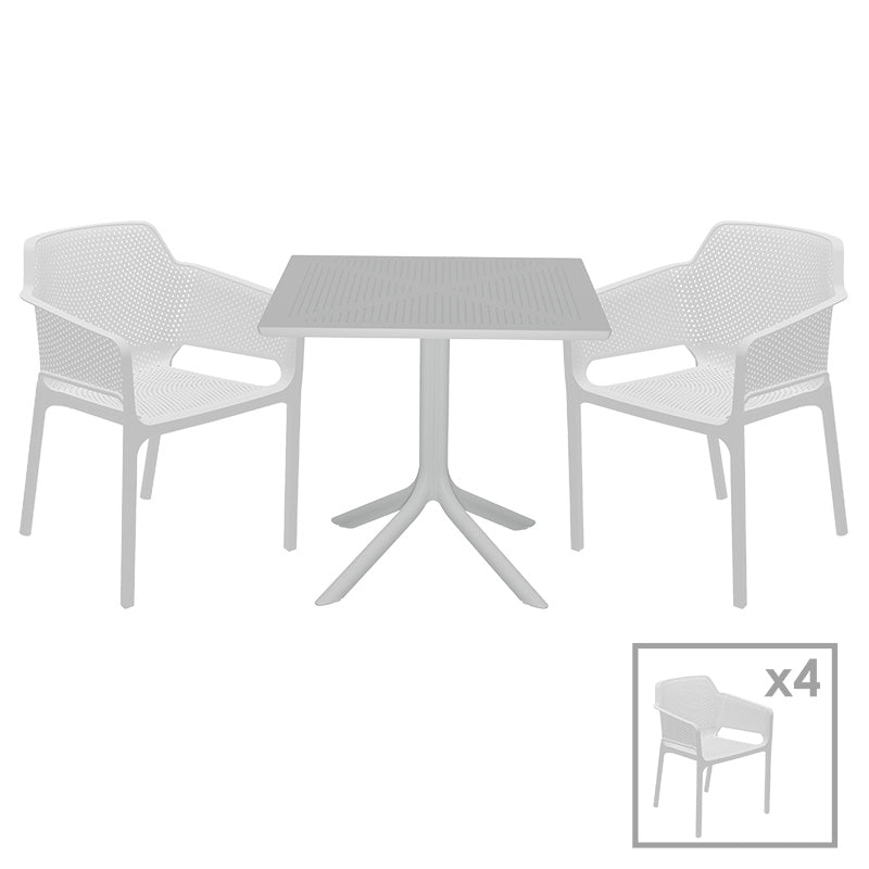 Dining set Groovy-Integral pakoworld set 5pieces PP white 80x80x74,5cm