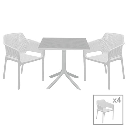 Dining set Groovy-Integral pakoworld set 5pieces PP white 80x80x74,5cm