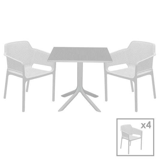 Dining set Groovy-Integral pakoworld set 5pieces PP white 80x80x74,5cm