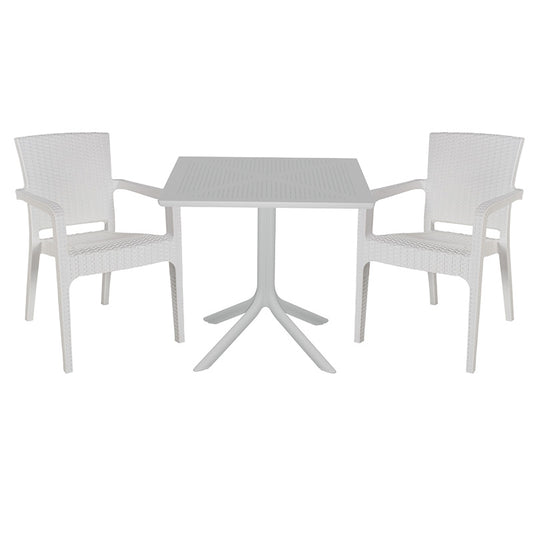 Dining set Groovy-Halcyon pakoworld set 3pieces PP white 80x80x74,5cm