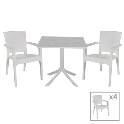 Dining set Groovy-Halcyon pakoworld set 5pieces PP white 80x80x74,5cm