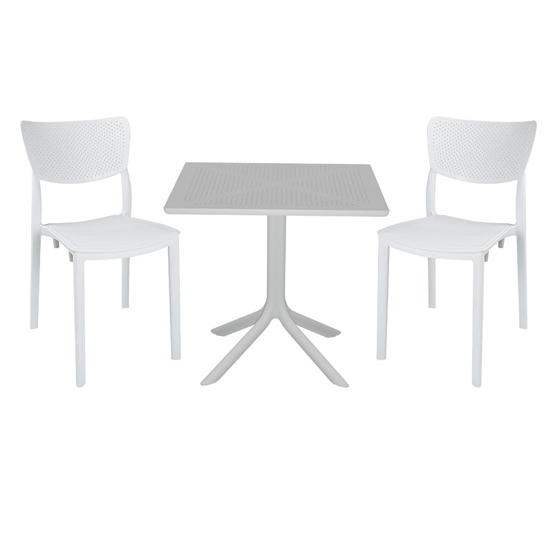 Dining set Groovy-Ignite pakoworld set 3pieces PP white 80x80x74,5cm