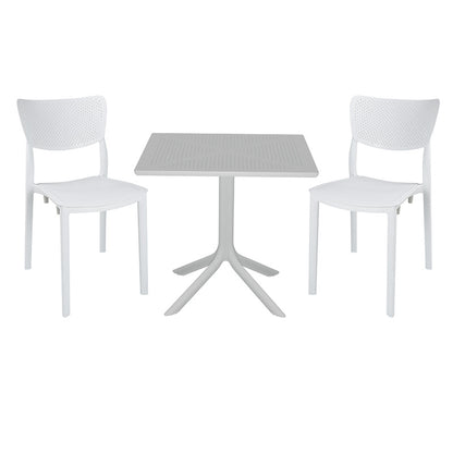 Dining set Groovy-Ignite pakoworld set 3pieces PP white 80x80x74,5cm