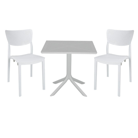 Dining set Groovy-Ignite pakoworld set 3pieces PP white 80x80x74,5cm