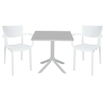 Dining set Groovy-Fontline pakoworld set 3pieces PP white 80x80x74,5cm