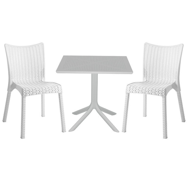 Dining set Groovy-Confident pakoworld set 3pieces PP white 80x80x74,5cm