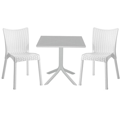 Dining set Groovy-Confident pakoworld set 3pieces PP white 80x80x74,5cm