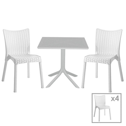 Dining set Groovy-Confident pakoworld set 5pieces PP white 80x80x74,5cm