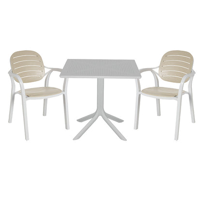 Dining set Groovy-Gentle pakoworld set 3pieces PP white-cappuccino 80x80x74,5cm