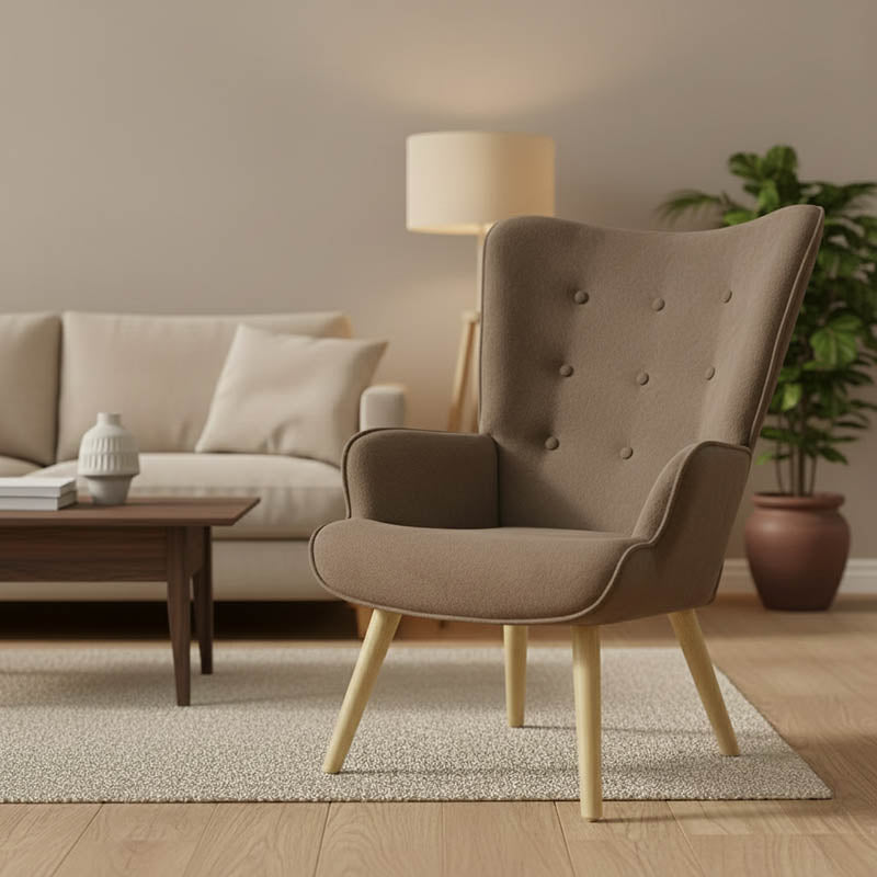 Armchair Fluffy fabric brown-natural 75x69x96cm