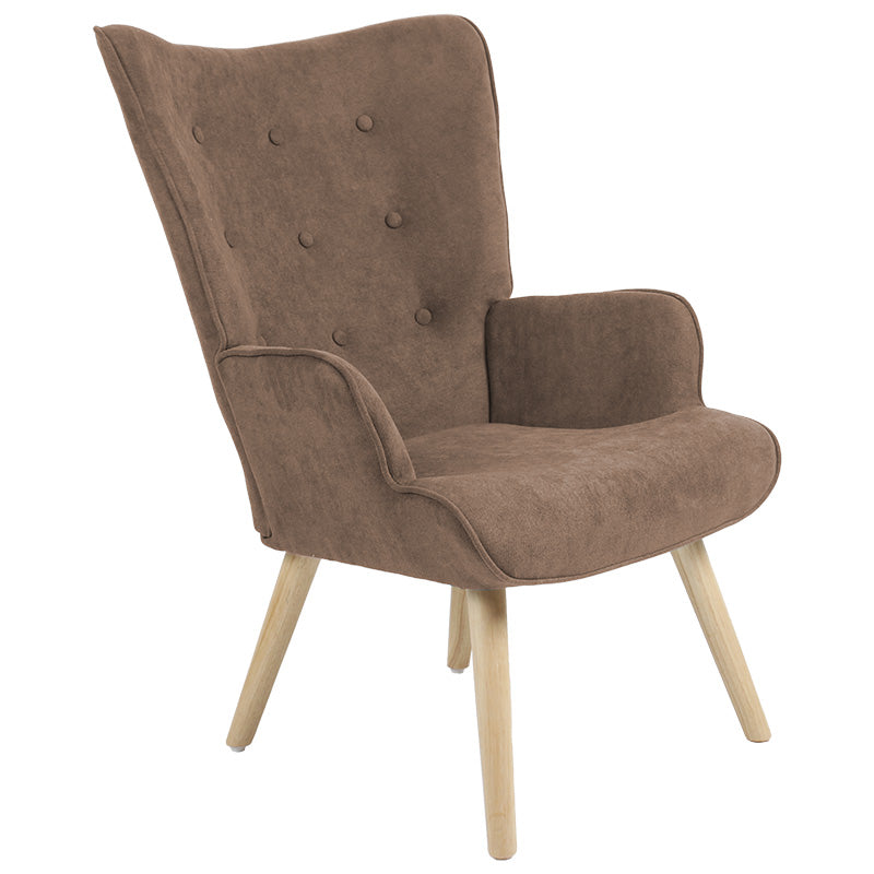 Armchair Fluffy fabric brown-natural 75x69x96cm