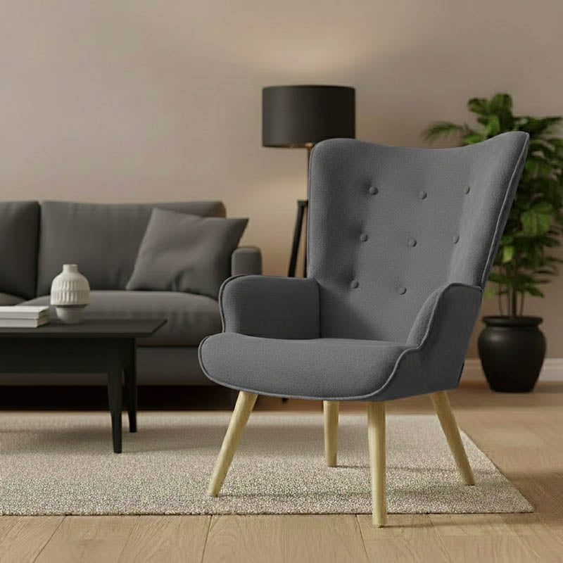 Armchair Fluffy fabric anthracite-natural 75x69x96cm