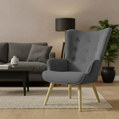 Armchair Fluffy fabric anthracite-natural 75x69x96cm