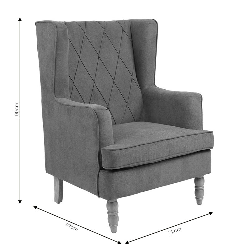 Armchair Efficient pakoworld fabric grey-black 72x97x100cm