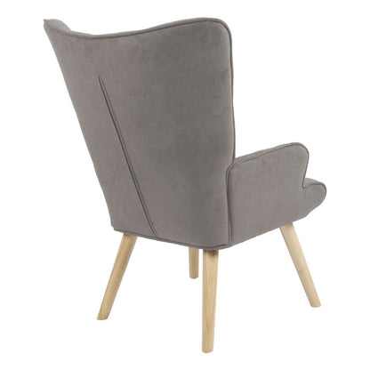 Armchair Fluffy pakoworld fabric grey-natural rubberwood leg 75x69x96cm