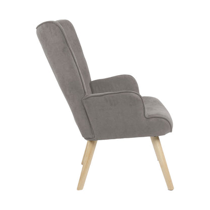 Armchair Fluffy pakoworld fabric grey-natural rubberwood leg 75x69x96cm