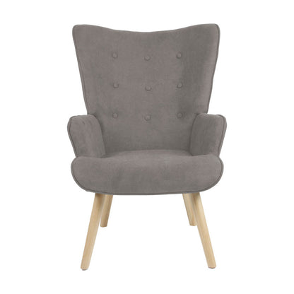 Armchair Fluffy pakoworld fabric grey-natural rubberwood leg 75x69x96cm