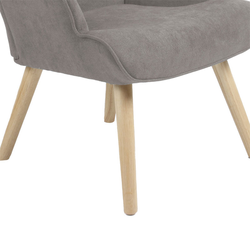 Armchair Fluffy pakoworld fabric grey-natural rubberwood leg 75x69x96cm