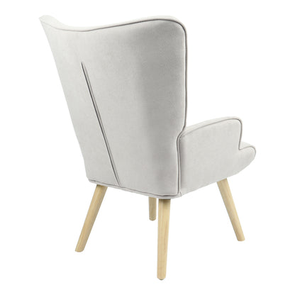 Armchair Fluffy fabric light grey-natural leg 75x69x96cm