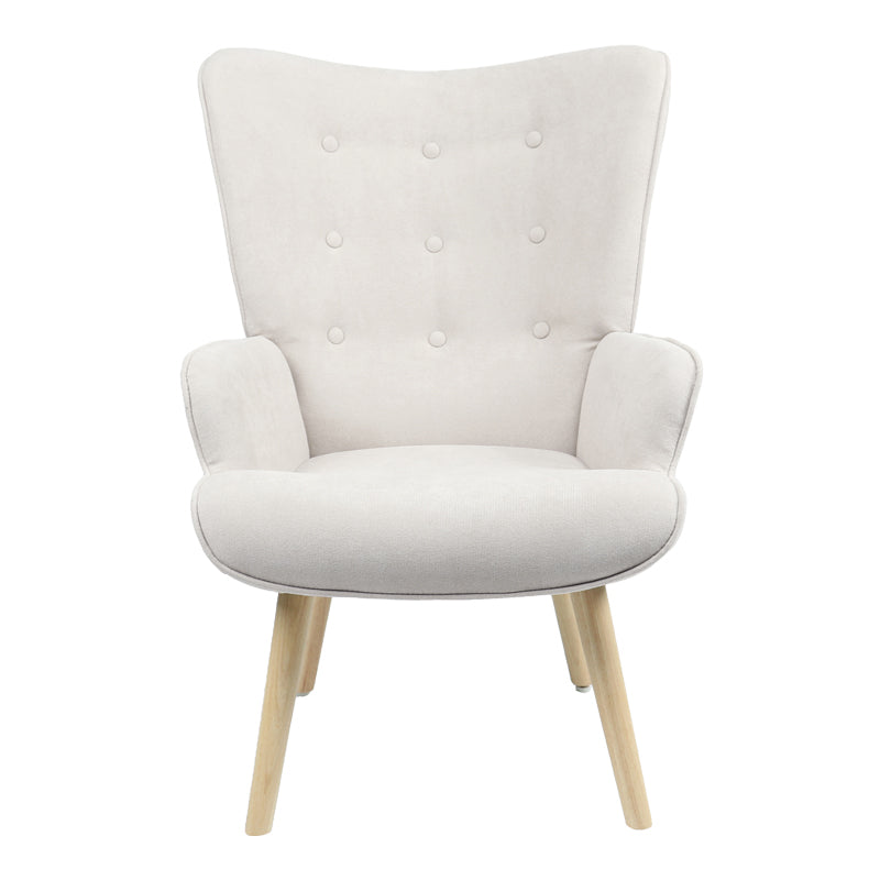 Armchair Fluffy fabric light grey-natural leg 75x69x96cm