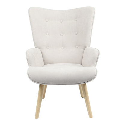 Armchair Fluffy fabric light grey-natural leg 75x69x96cm