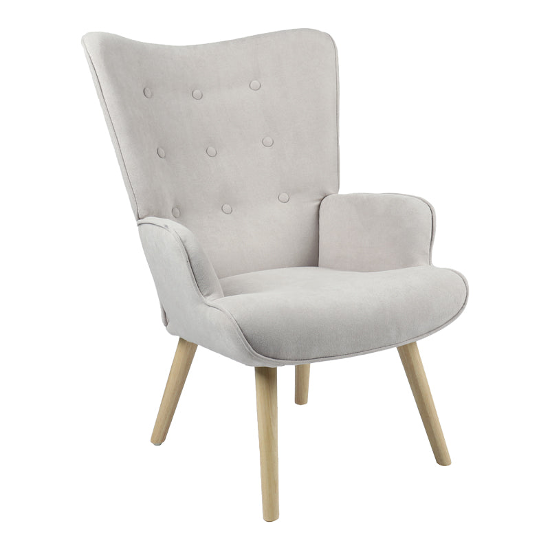 Armchair Fluffy fabric light grey-natural leg 75x69x96cm